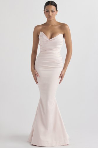 'Fleur' Blush Satin Strapless Gown