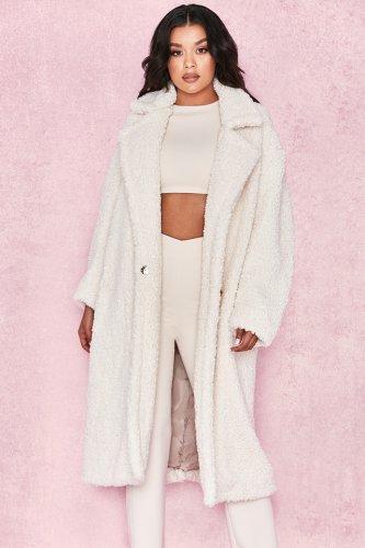 'Bear' Milk White Faux Fur Sherpa Coat