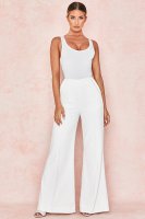 'Eugenia' White Wide Leg Trousers