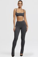 'Mitzi' Dark Grey Ribbed Knit Leggings