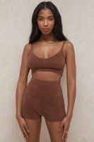 'Elijah' Chocolate Fluffy Knit High Waisted Shorts