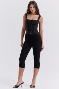 'Halima' Black Capri Trousers