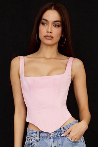 'Rafa' Fairy Pink Satin Longline Corset