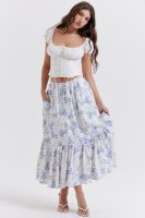 'Aitana' Blue Print Midi Skirt