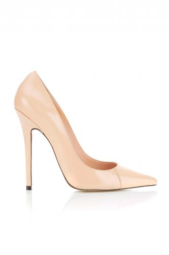 'Paris' Patent Leather Beige Pointed Toe High Heel Pump