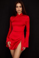 'Alyssa' Scarlet Satin Mini Dress