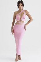 'Mathilda' Pink Lace Trim Maxi Skirt