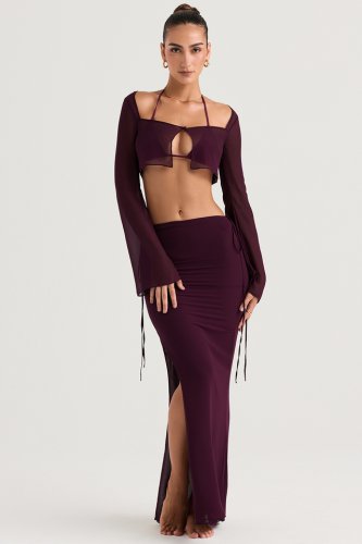 'Amalfi' Prune Cutout Maxi Skirt