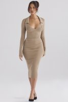 'Heather' Camel Knit Midi Skirt