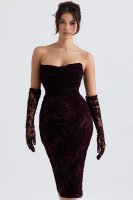 'Isadora' Black Cherry Devore Corset Dress