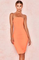 'Rinah' Orange Strapless Stretch Crepe Mini Dress