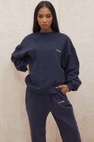 'Tommy' Navy Oversized Crewneck Sweatshirt