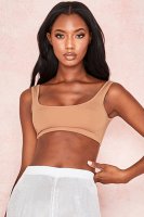 'Abbey' Mocha Stretch Jersey Cropped Top