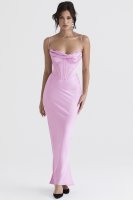 'Charmaine' Pink Corset Maxi Dress