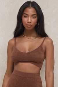 'Lorna' Chocolate Fluffy Knit Crop Top