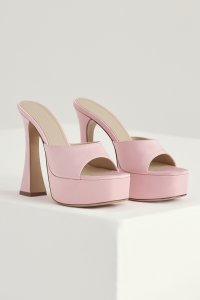 'Alessandra' Pink Satin Platform Mules