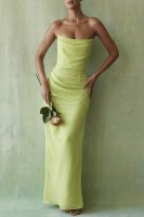 'Adrienne' Lime Strapless Gown