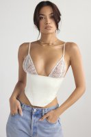 'Emilee' Ivory Satin and Lace Corset