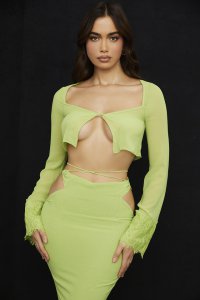 'Tara' Lime Green Georgette Cropped Top