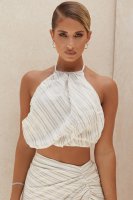 'Bette' Linen Blend Backless Halter Top