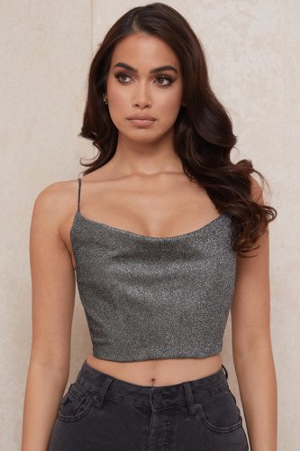 'Lulia' Silver Crop Top