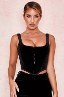 'Flaminia' Black Velvet Corset