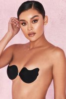 Front Fastening Moulded Microfibre 'V' Bra - Black