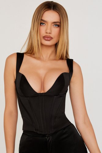 'Liberty' Black Satin Corset