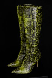 'Royale' Green Print Knee High Boots