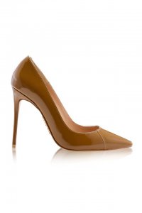 'PARIS' 4' Tan Patent Leather Pointy Toe Heels