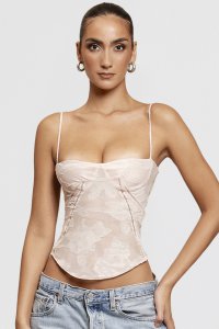 'Lisette' Pink Floral Lace Camisole