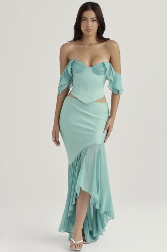 'Lila' Jade Ruffle Maxi Skirt