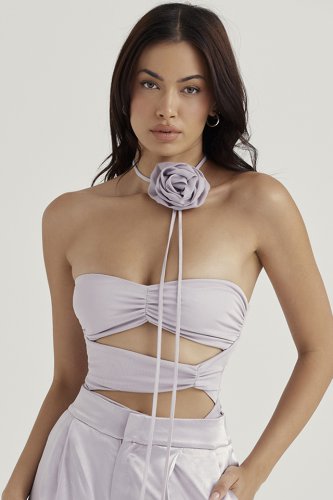 'Joie' Grey Flower Trimmed Bodysuit