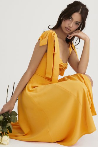 'Alicia' Tangerine Midi Sundress