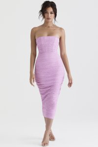 'Tana' Pink Strapless Corset Midi Dress