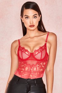 'Nadia' Red Lace Bodysuit