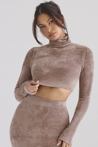 'Suri' Rose Chenille Cropped Top