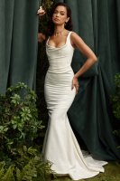 'Emilie' Off White Satin Mermaid Bridal Gown