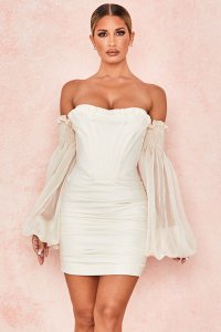 'Beau' Ivory Draped Corset Dress