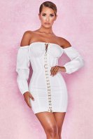 'Arabella' White Boned Corset Dress