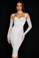 'Talika' Ivory Corset Midi Dress