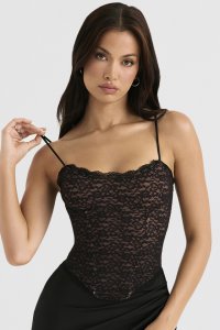 'Romina' Black Lace Corset