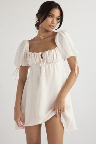 'Princess' Ivory Georgette Mini Dress