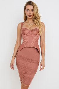 'Talya' Antique Rose Corset Midi Dress