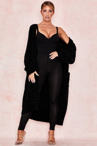 'Celine' Black Chenille Slouchy Cardigan