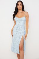 'Carina' Blue Floral Bustier Midi Dress