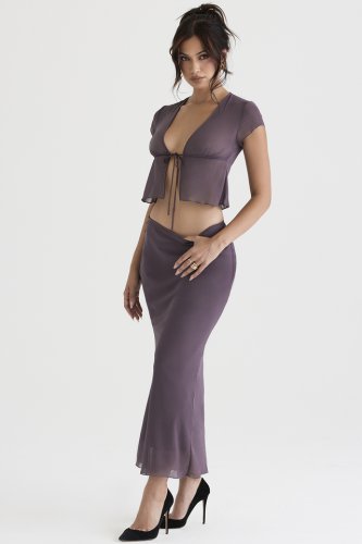 'Dyana' Dark Mauve Bias Cut Maxi Skirt