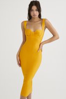 'Charlene' Tangerine Bandage Midi Dress