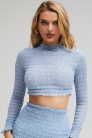 Mistress Rocks 'Delight' Powder Blue Shirred Crop Top