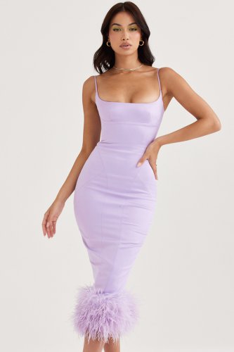 'Helena' Orchid Satin Midi Dress